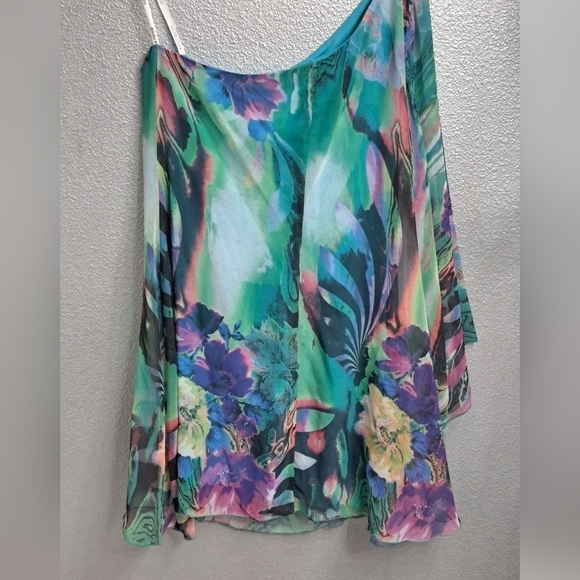 Bisou Bisou One Shoulder Chiffon Mini Dress   Size 10 - Picture 9 of 10